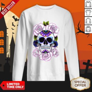 Day Of The Dead Blue And Purple Sugar Skulls SweatShirt