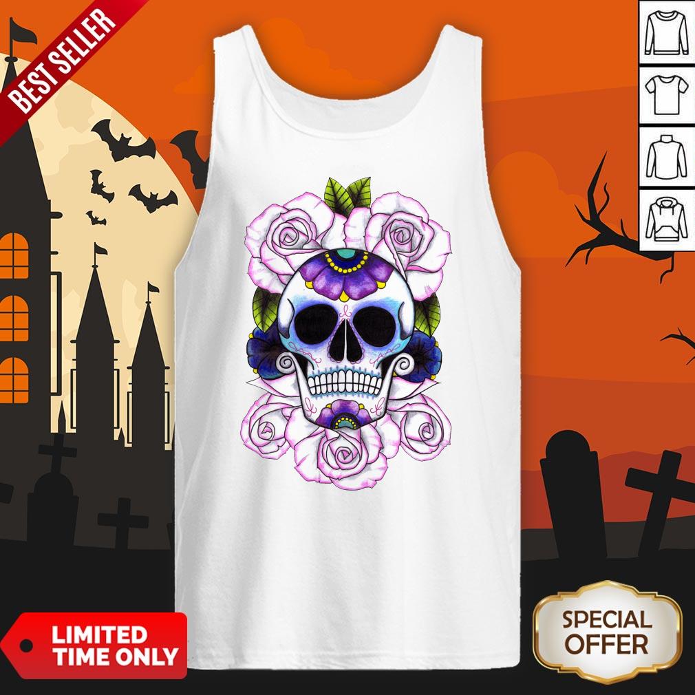 Day Of The Dead Blue And Purple Sugar Skulls Tank Top