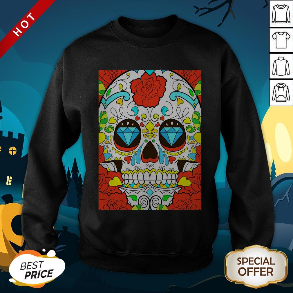 Day Of The Dead Rose Red Calavera SweatShirt