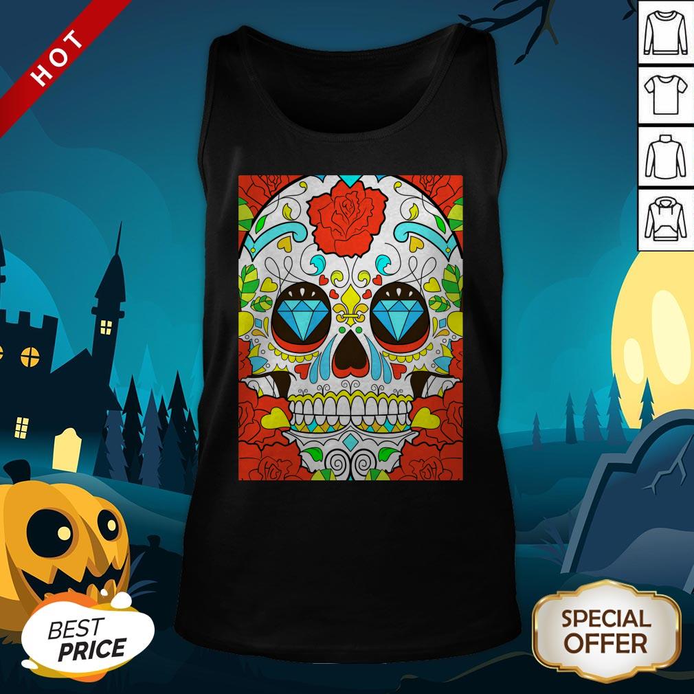 Day Of The Dead Rose Red Calavera Tank Top