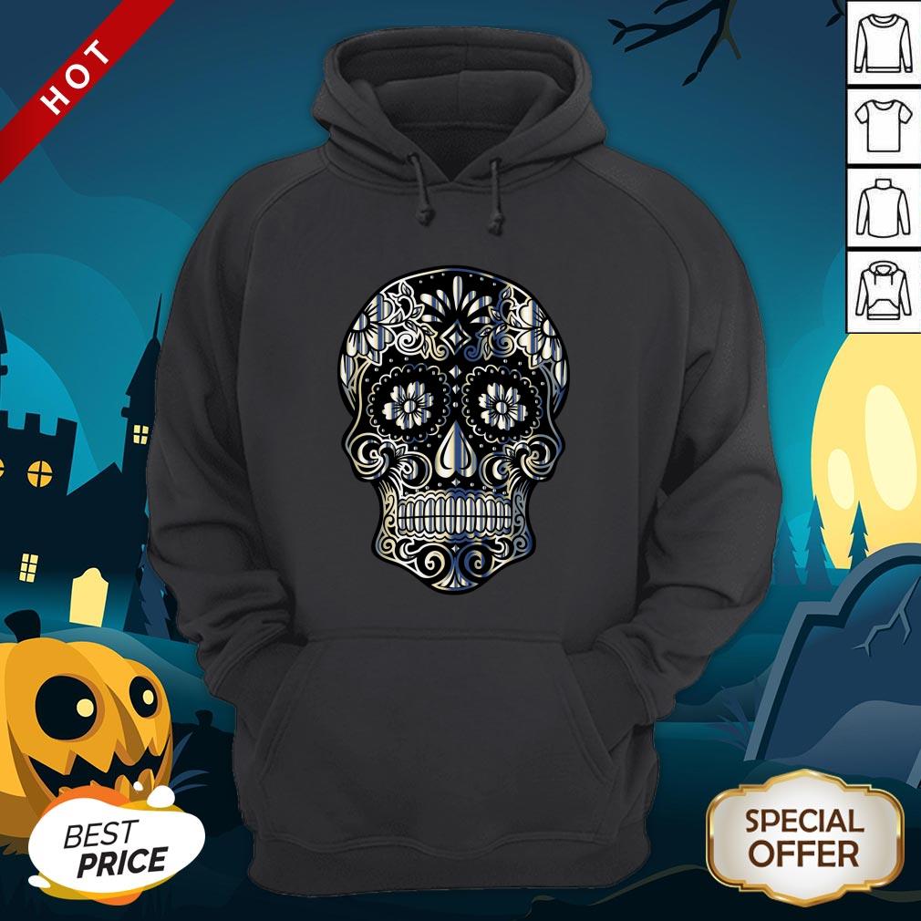 Day Of The Dead Silver Calavera Hoodie