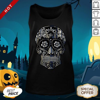 Day Of The Dead Silver Calavera Tank Top