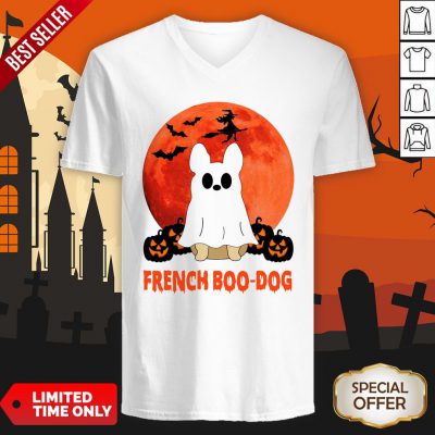 French Boo Dog Halloween V-neck