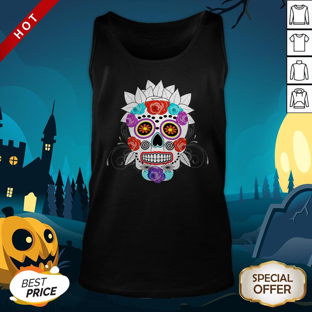 Fun Bright Trendy Sugar Skull Day Dead Muertos Tank Top