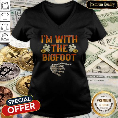 Halloween I'm With The Bigfoot V-neck
