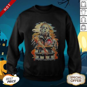 Halloween Michael Myers Holding Knife Fire Wendy’s SweatShirt