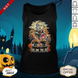 Halloween Michael Myers Holding Knife Fire Wendy’s Tank Top