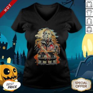Halloween Michael Myers Holding Knife Fire Wendy’s V-neck