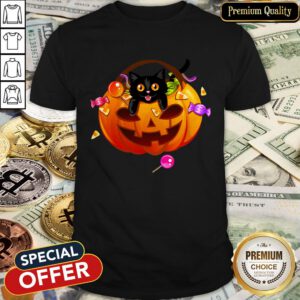Halloween Trick Or Treat Black Cat Shirt