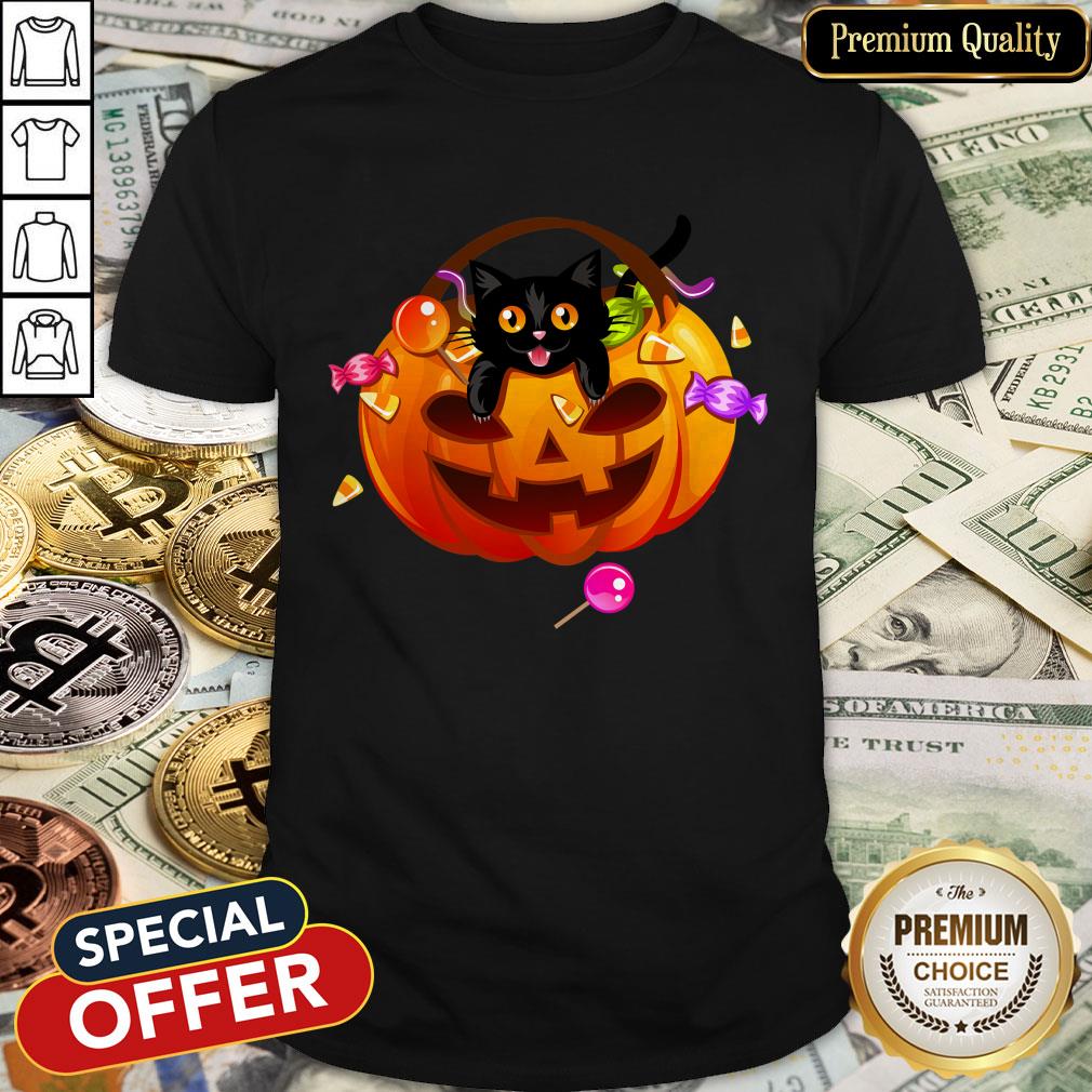 Halloween Trick Or Treat Black Cat Shirt