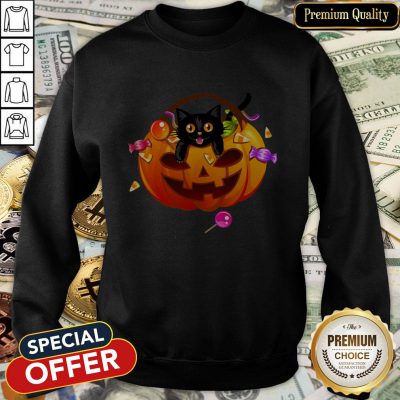 Halloween Trick Or Treat Black Cat SweatShirt
