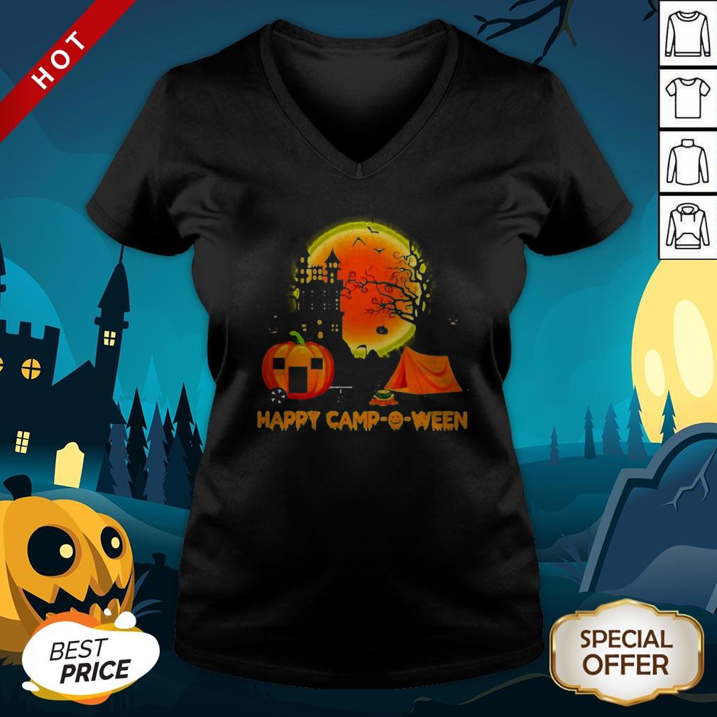 Happy Camp-O-Ween Halloween Pumpkin Moon V-neck