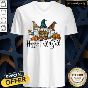 Happy Fall Y’all Gnomies Leopard V-neck