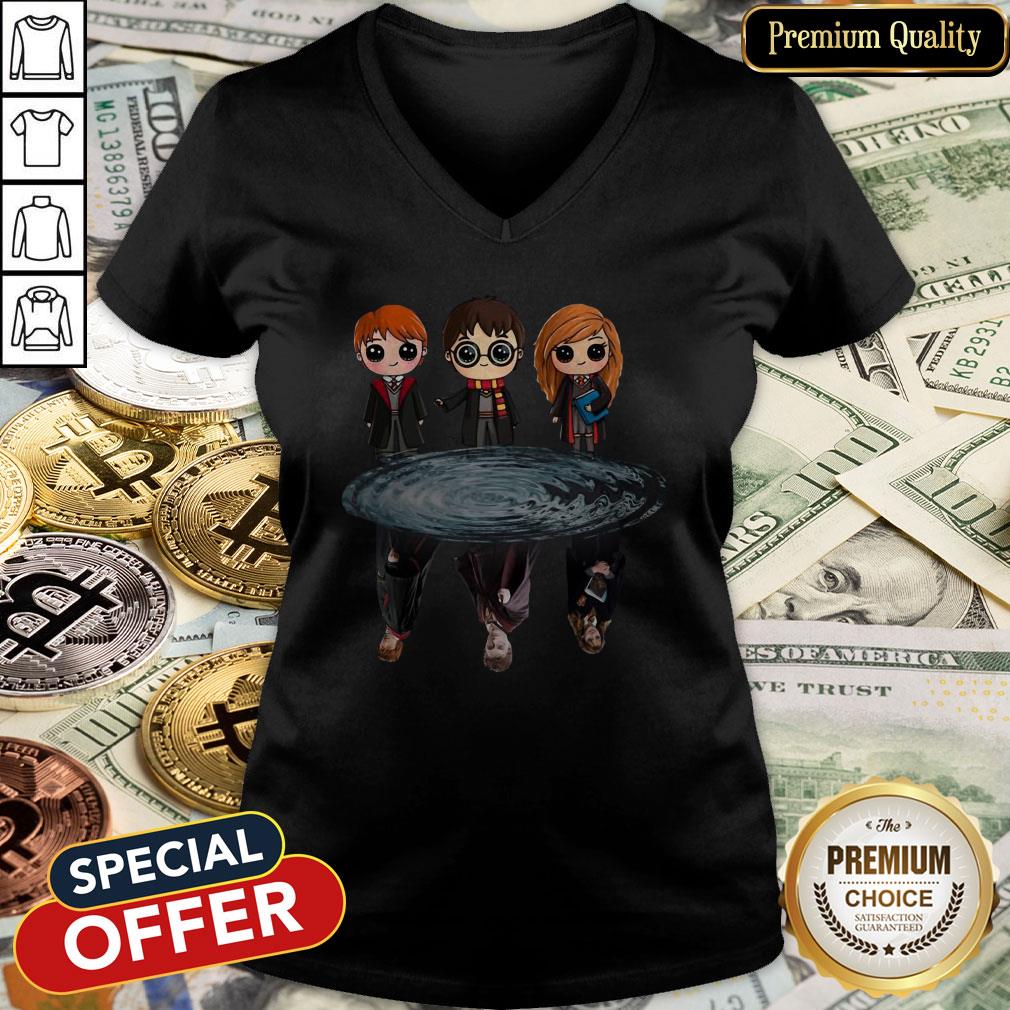 Harry Potter Ron Weasley And Hermione Reflection Water V-neck