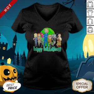 Horror Characters Rick And Morty Happy Halloween V-neck