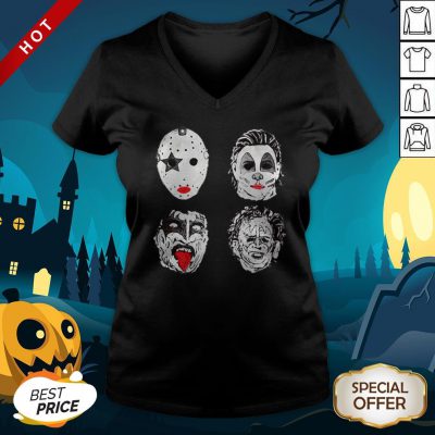 Horror Movie Character Faces Halloween V-neck