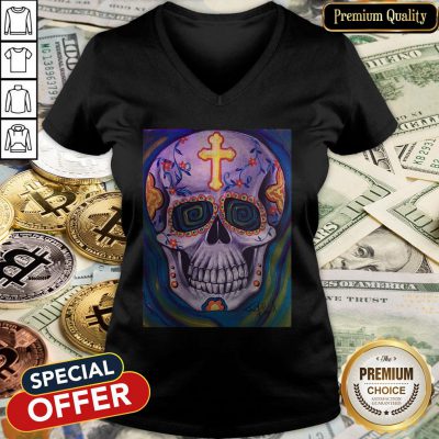 Jimmyo'S Sugar Skull Dia De Muertos Day Of Dead V-neck