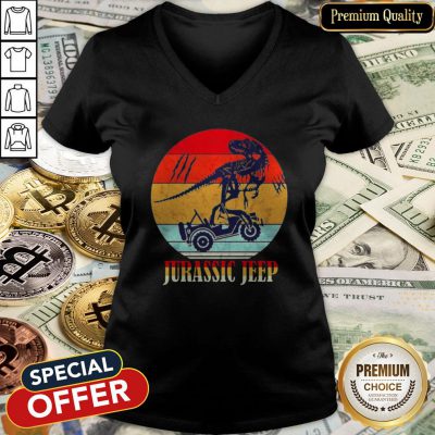 Jurassic Jeep Vintage Halloween V-neck