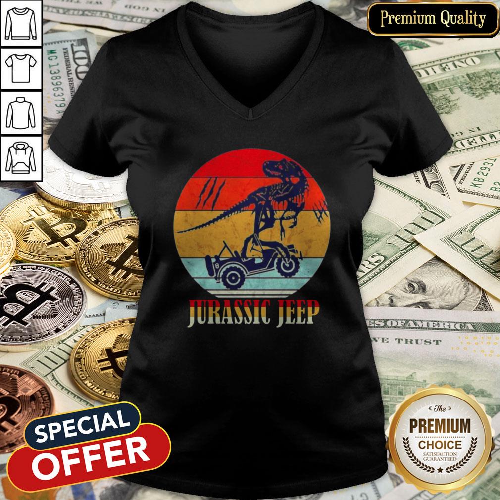 Jurassic Jeep Vintage Halloween V-neck