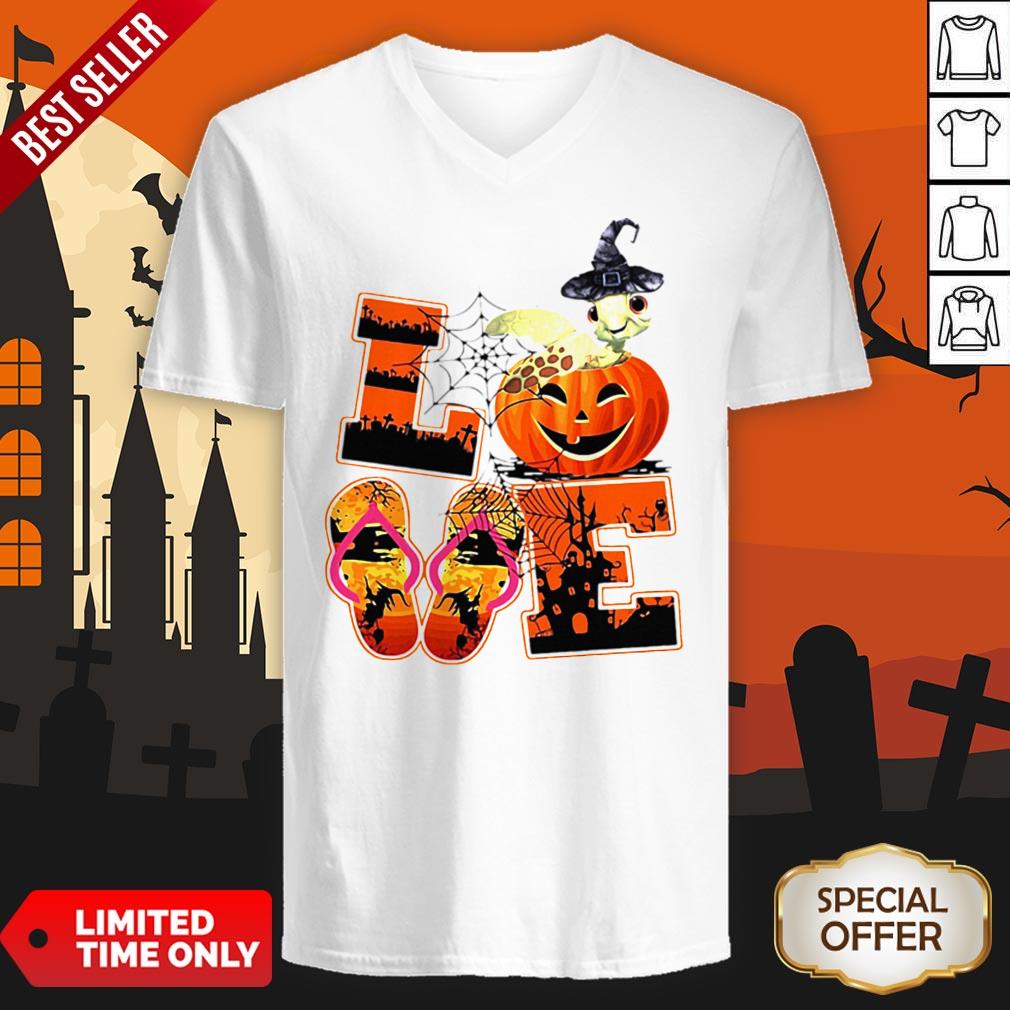 Love Halloween Shorkie Witch Turtle V-neck