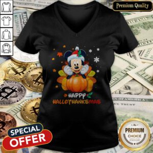 Mickey Mouse Happy Hallothanksmas V-neck