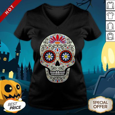 Nice Sugar Skull Dia De Los Muertos Day Of Dead V-neck