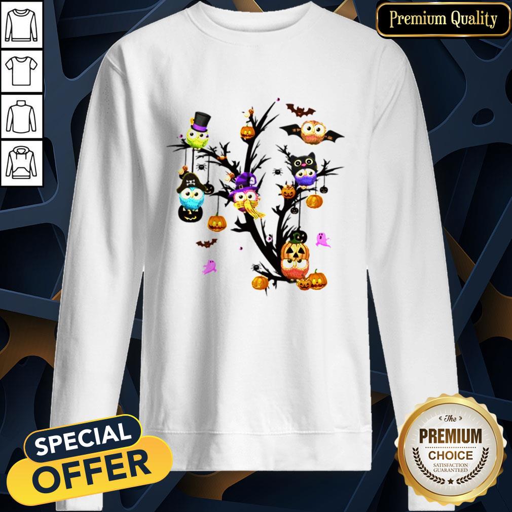 Owls Pumpkin Tree Halloween SweatShirt