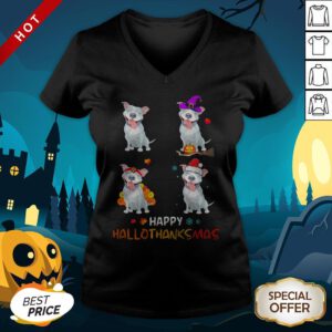 Pitbull Happy Hallothanksmas V-neck