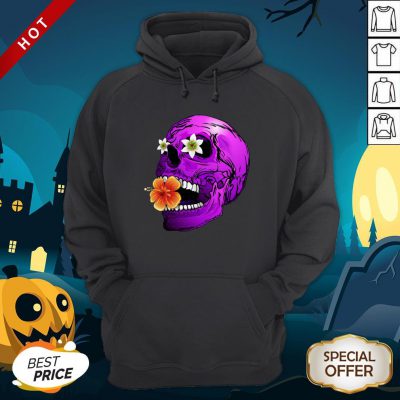 Purple Floral Sugar Skull Day Of Dead Dia De Muertos Hoodie