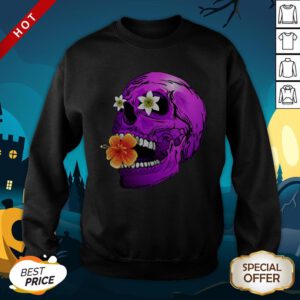 Purple Floral Sugar Skull Day Of Dead Dia De Muertos SweatShirt