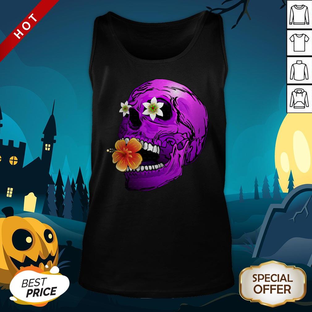 Purple Floral Sugar Skull Day Of Dead Dia De Muertos Tank Top
