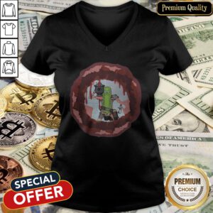 Rick And Morty Badass Pickle Rick Blow A Hole In The Chest V-neck