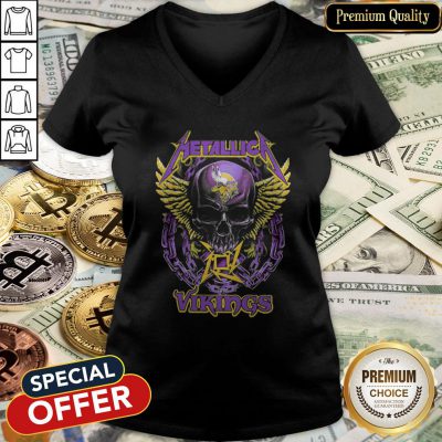 Skull Metallic Vikings Halloween V-neck