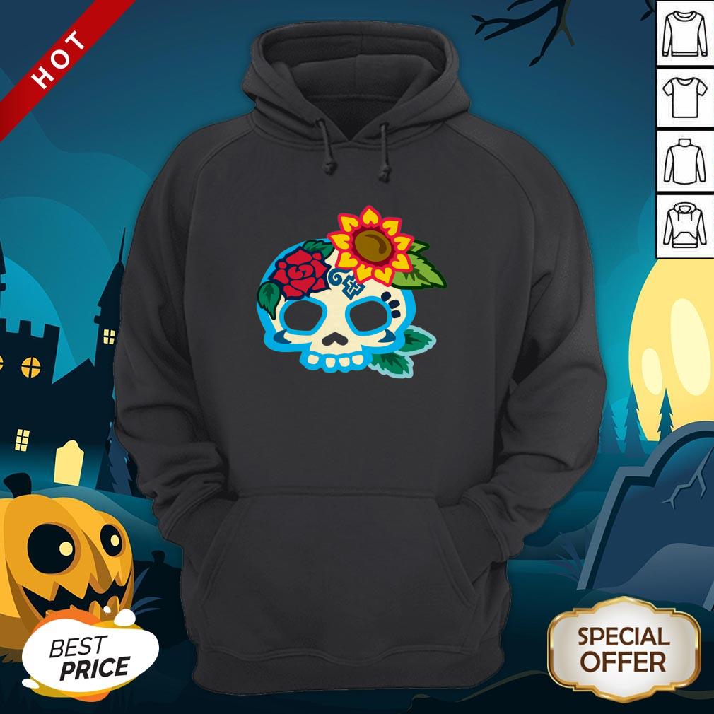 Sugar Skull Flower Day Of Dead Dia De Los Muertos Hoodie
