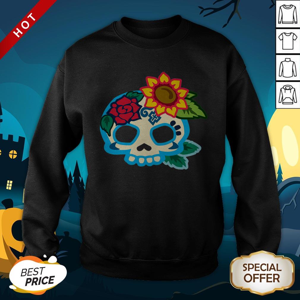 Sugar Skull Flower Day Of Dead Dia De Los Muertos SweatShirt