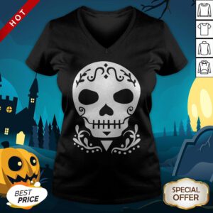 Sugar Skull Mexican Dia De Muertos Day Of The Dead V-neck