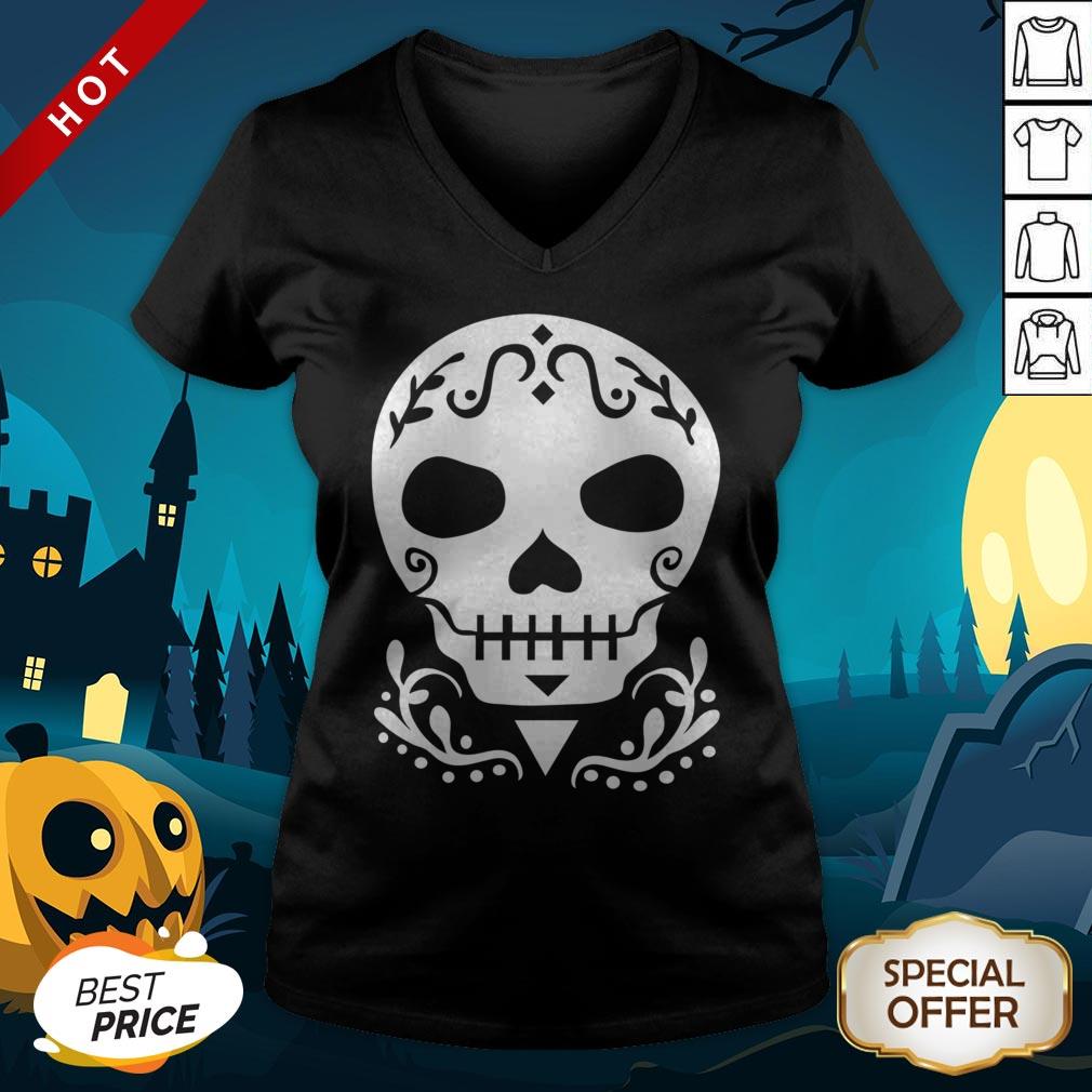 Sugar Skull Mexican Dia De Muertos Day Of The Dead V-neck