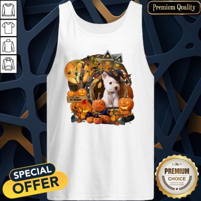 Terrier Puppy Witch Pumpkin Witch Halloween Tank Top