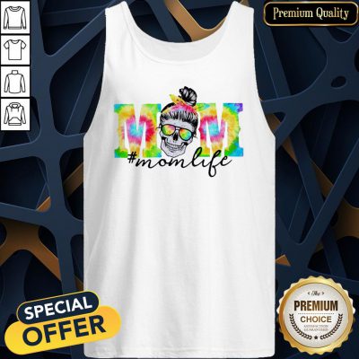 Tie Dye Mom Life Bun Hair Skull Tank Top