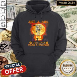 Wolf Just A Girl Who Loves Wolves And Halloween Moon Pumpkin Hoodie