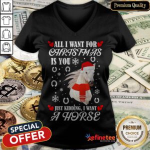 All I Want For Christmas Is You Just Kidding I Want A Horse V-neck