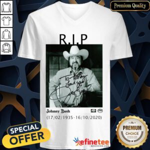 Awesome Rip Johnny Bush 1935 2020 Signature V-neck- Design By Refinetee.com