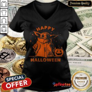 Baby Yoda Star Wars The Mandalorian The Child Happy Halloween V-neck
