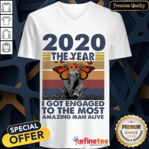 Funny Elephant 2020 The Year I Got Engaged To The Most Amazing Classic V-neck- Design By Refinetee.com