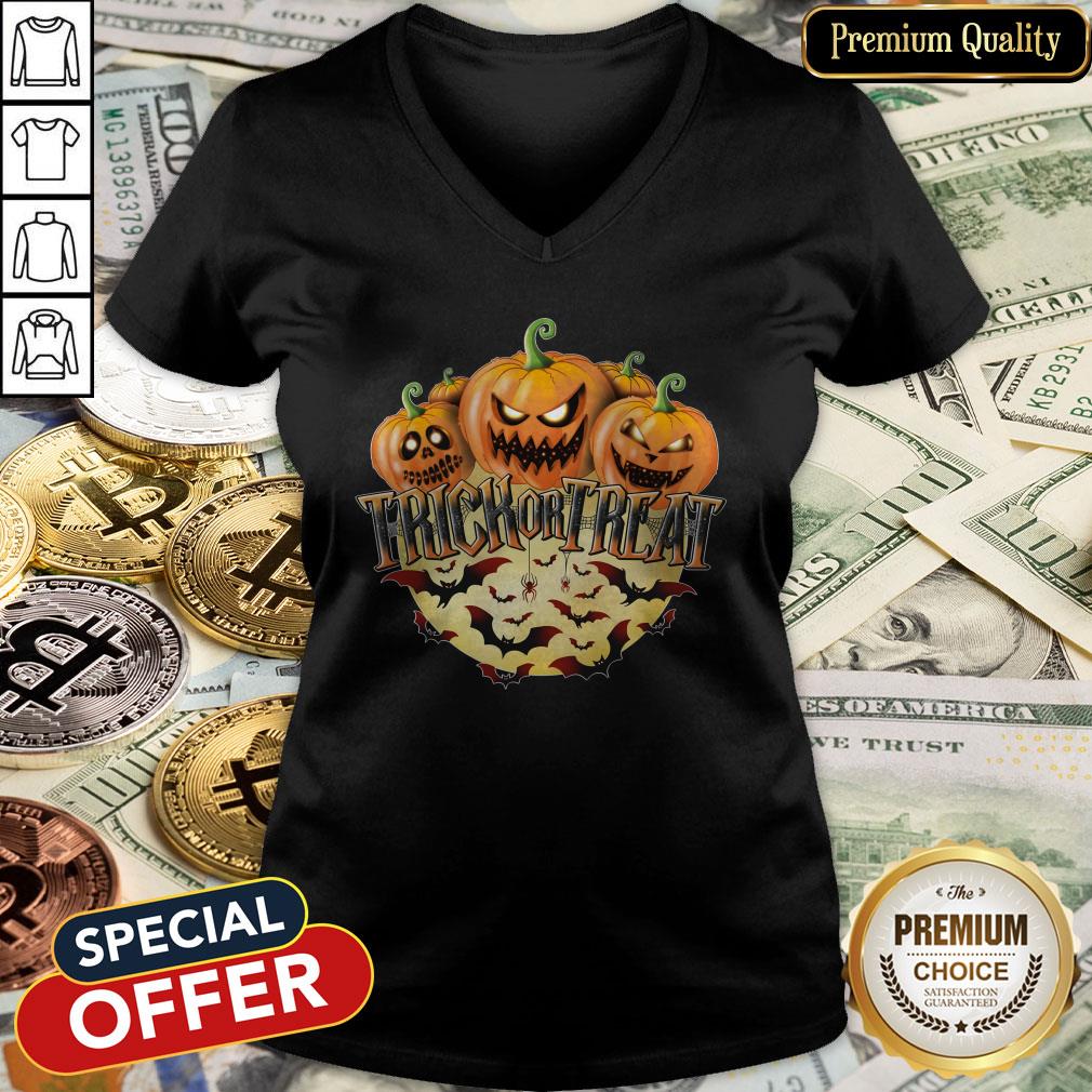 Halloween Presents Pumpkin Trick Or Treat V-neck