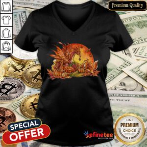 Halloween Pumpkin Dragon Fox Butterflies V-neck