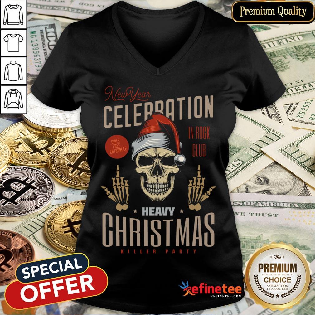 Happy Christmas Santa Skull Happy New Year V-neck- Design By Refinetee.com Happy Christmas Santa Skull Happy New Year V-neck- Design By Refinetee.com