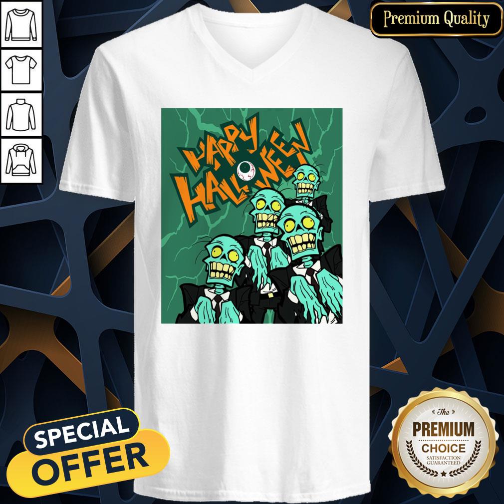 Happy Halloween Day Zombies V-neck