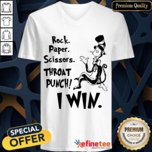 Happy Rock Paper Scissors Throat Punch I Win V-neck- Design By Refinetee.com