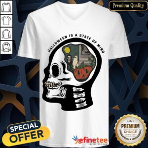 Hot Skull Halloween Is A State Of Mind V-neck- Design By Refinetee.com